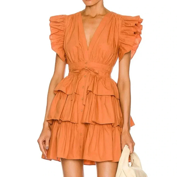 Ulla Johnson Dresses & Skirts - Ulla Johnson Sena Mini Ruffle Dress Spring/Summer 22 - Clay Orange - Size 4